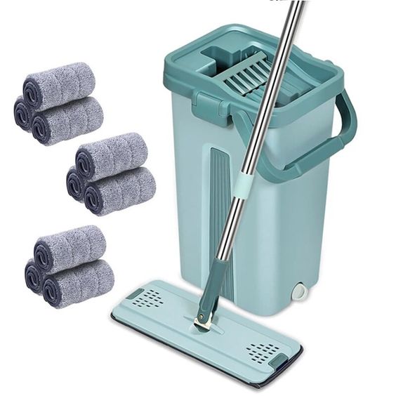 Flat Floor Mop and Bucket Set with Wet & Dry Usage