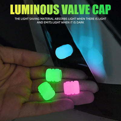 Universal Fluorescent Light Night Glowing Tire Valve Caps For Cars Bikes By cycles