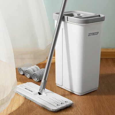 Flat Floor Mop and Bucket Set with Wet & Dry Usage